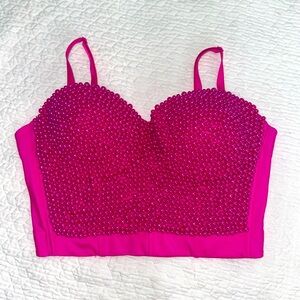 Hot pink pearl bra top size small